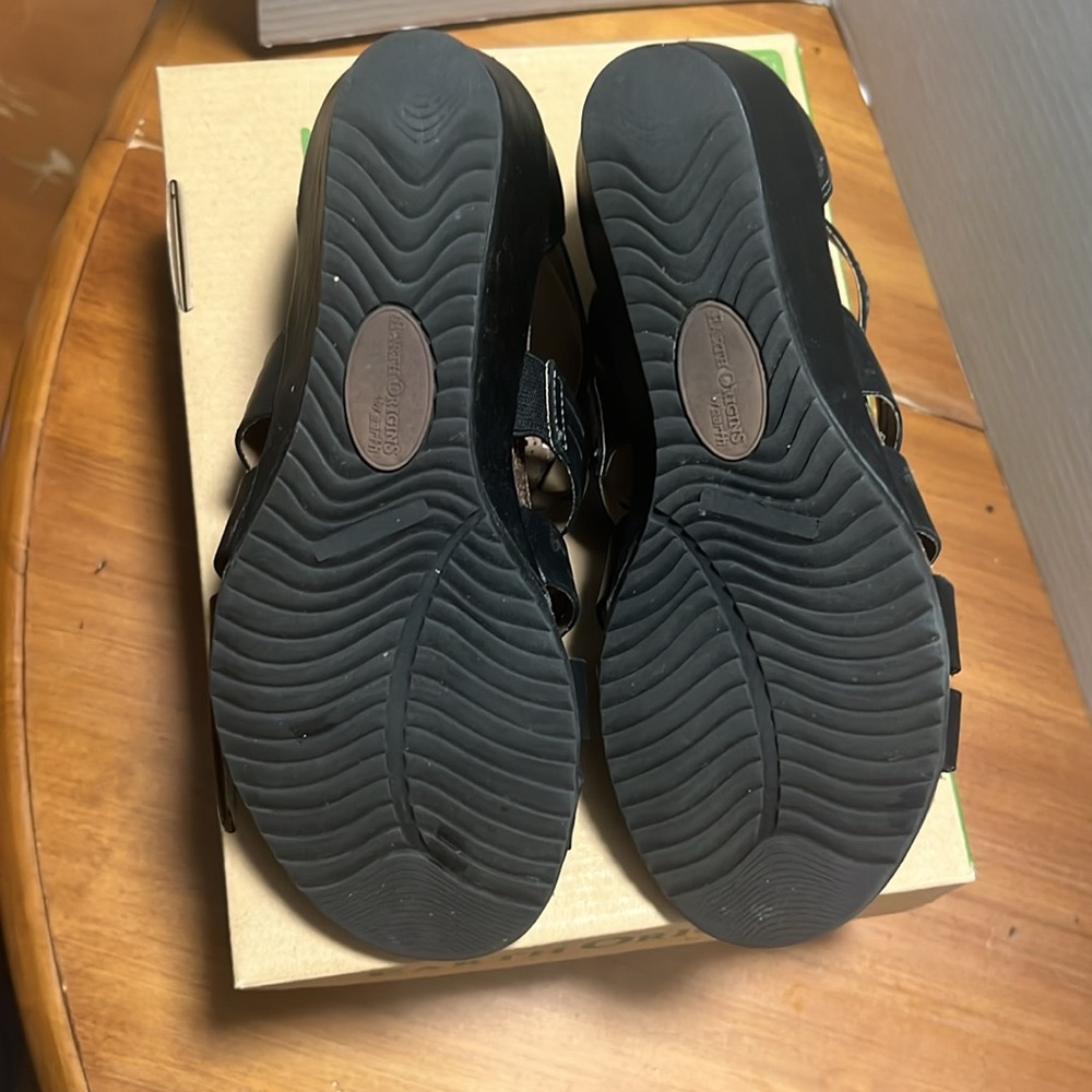Earth Origins Black Leather Women's Wedge Ruby Comfort Sandals Size 8 M - Picture 8 of 8
